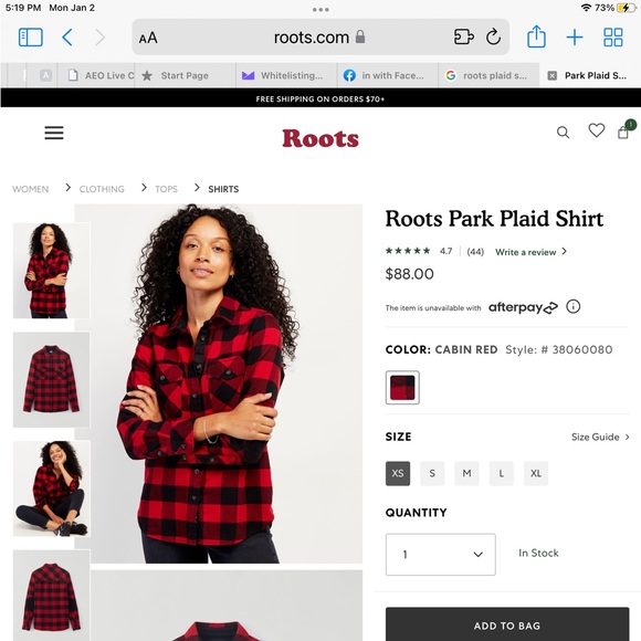 Roots plaid shirt - Picture 3 of 4